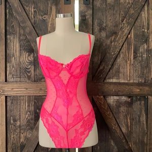 Seven til midnight hot pink lace polka dot floral